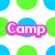 A static image with a white background pattern of alternating blue and green circles, featuring two text labels: 'Camp' in pink and 'Canadensis' in purple.