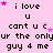 Pink background with repeated text 'i love u', 'cant u c', 'ur the onlyur', 'guy 4 me' in black pixelated font, scattered pink stars.