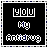 A 3x2 contact sheet of six animated frames showing a pixelated text-based icon with changing letter colors on a black background.