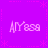 Purple background with four identical pixelated text elements arranged in a , each reading 'AYasa' in light purple