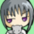 Pixelated anime-style character icon with gray hair, purple eyes, and green accents on a light green background.