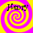 Four identical display a yellow and pink spiral pattern with the text 'Henry' in black serif font at top-left of each