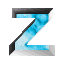 identical blue and white Z-shaped icons with black outlines on a gray background