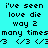 Pixelated cyan background with black text reading 'i've seen love die way 2 many times' and three heart symbols, animated to highlight different lines sequentially.