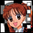 A 48x48 pixel buddy icon featuring a cartoon character with red hair in pigtails and blue eyes, alongside text reading "Anime IM" and "COM" on a black background.