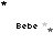Pixelated text 'Bebe' appears below clusters of black, dark gray, and light gray stars in a with varying star positions across frames