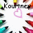 A circular arrangement of colored pencils surrounds a central white space with text and pink hearts.