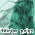 Animated icon with teal and white pixelated background featuring repeated text "do you believe?" and "fairies exist" in white pixelated font.