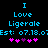 Pixelated blue text on black background reads "I Love Ligerale Est: 07.18.0" with pink and purple heart symbols below, two identical frames side-by-side.