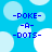 -POKE- -A- -DOTS- text in blue pixelated font on light blue background with white circles; static image.