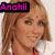 A pixelated image of a woman with blonde hair in three distinct poses, each with a name label in pink text on a black background.