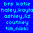 Blue background with red dots and cyan text listing names in two , repeated across the image