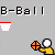 Pixelated animation of a yellow character holding basketballs and soccer balls under repeated 'B-Ball' text on a gray background.