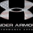 Static pixelated image of a silver Under Armour logo with black background and partially visible text below.