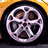 Six frames of a 48x48 pixel animated icon showing car wheels rotating against a yellow background, arranged in a 3x2 contact sheet with black tire outlines and silver alloy rims.