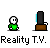 Pixel art character in green shirt and white face with black eyes, interacting with brown and black TV-like object, text bubbles above, repeated