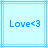 Light blue background with a of thin light blue lines forming four quadrants, each containing the text 'Love<3' in pixelated blue font