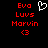 Red pixelated text and symbols on black background with white heart icon above left text block.