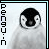 A black-and-white animated penguin icon with changing facial expressions and head positions, displayed in a