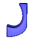 A blue curved shape transitions through multiple smaller fragments , maintaining a consistent color gradient