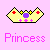 A 50x50 pixel animated contact sheet showing two frames: a pink background with a yellow crown icon and "Princess" text, and a dark green background with "Original Icons .com" in green text.