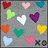 Pixelated heart-shaped icons in various colors arranged on a gray background with no visible text or animation.