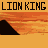 Animated contact sheet showing 17 sequential frames of a cartoon lion animation with repeating "LION KING" text above each frame, set against an orange-yellow savanna background.