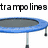 A static image split into four quadrants showing trampolines, closets, and beds with a cat in the bottom right.