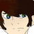 Animated sequence showing a character's face and upper body with changing expressions and partial views of a brown-haired figure with green eyes.