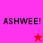 Four display 'ASHWEE!' text with star symbols on pink and red backgrounds, showing animation changes between frames