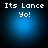 Four identical blue circular icons with white pixelated text reading "Its Lance Yo!" arranged in a on black background