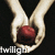 Two hands hold a red sphere against black background; text 'twilight' appears in white and red below.