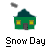 Animated contact sheet showing two frames of a pixel art snow-covered house icon with text and website promotion.