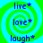 Four identical display a green and cyan spiral background with blue text reading live*, love*, laugh* in vertical alignment