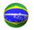 Animated sequence of a spherical object displaying Brazil's flag colors and pattern in rotating views.