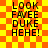 Yellow and orange checkered background with black text reading LOOK FAVEE DUKE HEHE! in four identical vertical