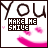 four and four shows a repeating animated icon with 'YOU' text above a pink smiley face, small hearts, and 'MAKE ME SHIVER' text in the center