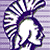 Pixelated icon of a white horse head with purple and green decorative patterns on a purple striped background.