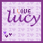 nine identical purple-themed icons featuring "I LOVE lucy" text with animated heart symbols and color variations in the word "LOVE."