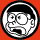 circular icons on a red background, featuring cartoon character faces with varying expressions and two Chinese characters