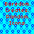 A static digital image with red text on a blue patterned background, displaying repeated phrases and circular motifs.