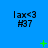 Blue background with repeated black text 'lax<3 H37' in three , green plus and X symbols, and scattered green dots
