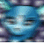Animated sequence of blue creature heads with purple backgrounds, transitioning to a character with silver hair and blue eyes in various poses.
