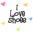 Pixelated icon with 'I Love Shrek' text surrounded by colored hearts on white background.