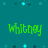 Pixelated green text spelling 'Whitney' on a teal background with scattered light blue and dark blue pixel clusters.