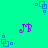 Pixelated icon with cyan background featuring repeating blue square patterns and purple musical note symbols.