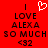 Red background with black text reading 'I LOVE ALEXA SO MUCH <32' and a white pixelated heart symbol above the word 'LOVE'.