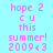Pixelated pink text on cyan background reads 'hope 2 cu this summer! 2009<3' in three vertical with a gray rectangle at bottom right