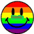 Rainbow-colored smiley face icon with green text label 'frank' over the mouth area, displayed on a white background.