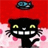 A 48x48 pixel buddy icon featuring a black cartoon cat with yellow eyes and white teeth against a red background, paired with a separate text panel showing "Anime IM" and "COM" on black.